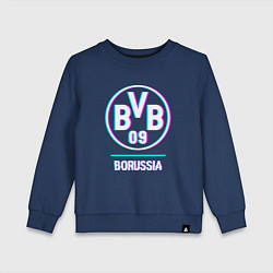 Свитшот хлопковый детский Borussia FC в стиле glitch, цвет: тёмно-синий
