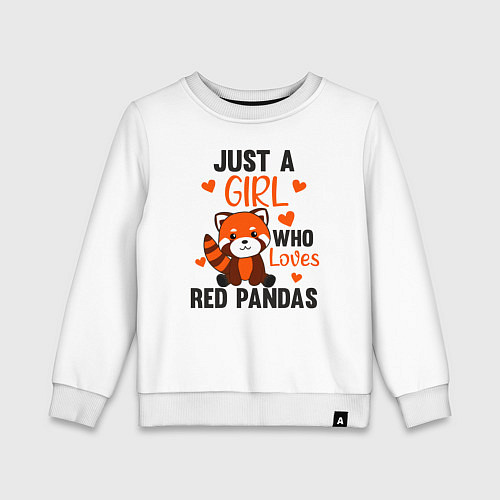 Детский свитшот Просто девочка которая любит красных панд / Белый – фото 1