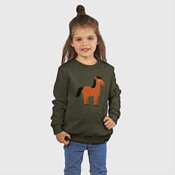 Свитшот хлопковый детский Забавная лошадь, цвет: хаки — фото 2