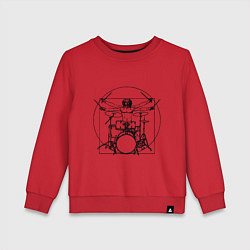 Свитшот хлопковый детский Vitruvian drummer, цвет: красный