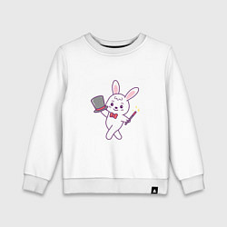 Свитшот хлопковый детский Кролик - Фокусник, цвет: белый