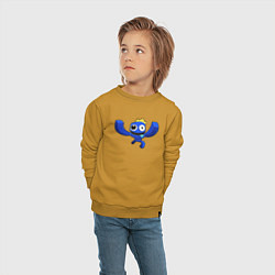 Свитшот хлопковый детский Синий - Радужные друзья, цвет: горчичный — фото 2