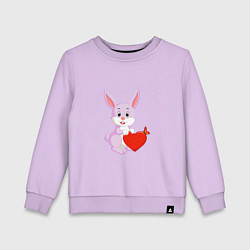Свитшот хлопковый детский Кролик с сердцем, цвет: лаванда