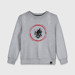 Свитшот хлопковый детский Символ Cyberpunk 2077 и красная краска вокруг, цвет: меланж