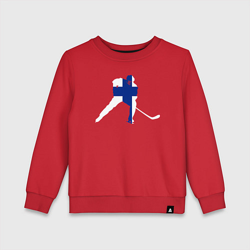 Детский свитшот Хоккеист с флагом Финляндии / Красный – фото 1