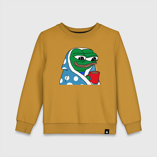 Детский свитшот Frog Pepe мем / Горчичный – фото 1
