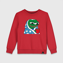 Свитшот хлопковый детский Frog Pepe мем, цвет: красный