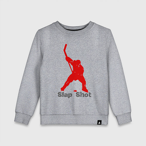 Детский свитшот Щелчок выстрел - хоккеист / Меланж – фото 1