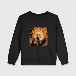 Свитшот хлопковый детский Лиса показывает язык, цвет: черный