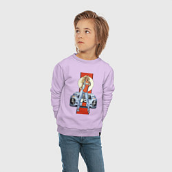 Свитшот хлопковый детский Porsche - Motorsport - Girl, цвет: лаванда — фото 2
