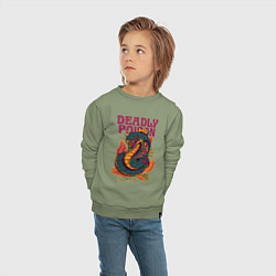 Свитшот хлопковый детский Змея с короной, цвет: авокадо — фото 2