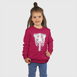 Свитшот хлопковый детский Скелет грудная клетка, цвет: маджента — фото 2