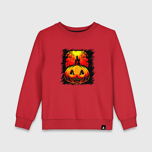 Детский свитшот Жуткая тыква на Хэллоуин / Красный – фото 1