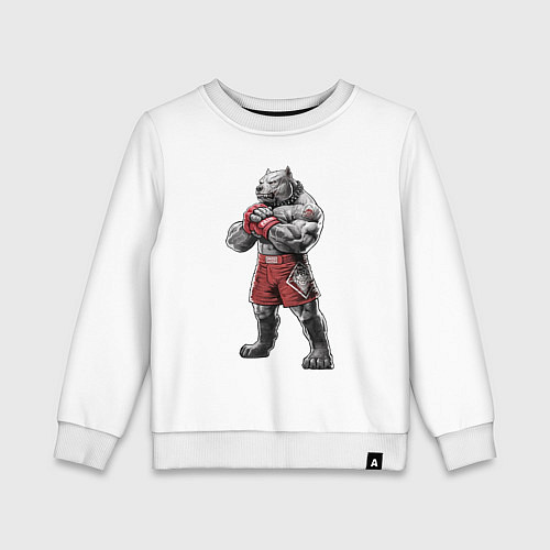Детский свитшот Питбуль - Смешанные единоборства - MMA / Белый – фото 1
