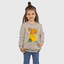 Свитшот хлопковый детский Медвежонок в баночке меда, цвет: миндальный — фото 2