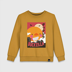 Свитшот хлопковый детский Утка Годзилла, цвет: горчичный