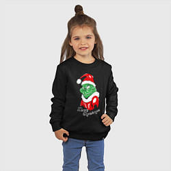Свитшот хлопковый детский Merry Christmas, Santa Claus Grinch, цвет: черный — фото 2