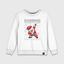 Свитшот хлопковый детский Through the snow Santa dabbing, цвет: белый