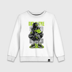 Свитшот хлопковый детский Стильная утка, цвет: белый