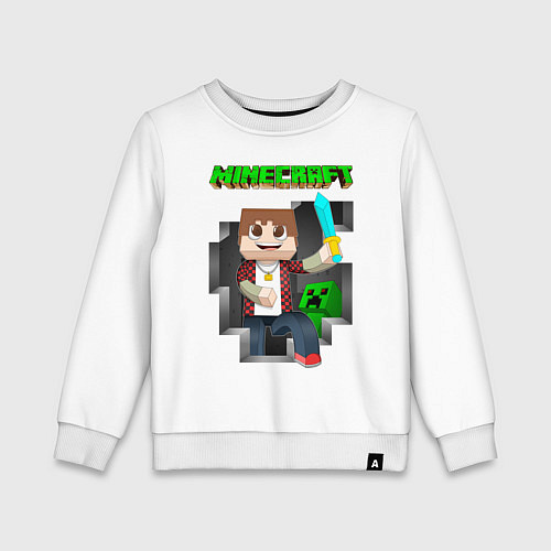 Детский свитшот Майнкрафт криппер / Белый – фото 1