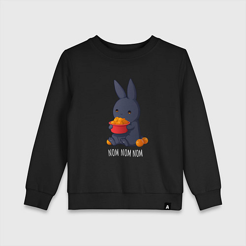 Детский свитшот Кролик и мандарины - Nom nom nom / Черный – фото 1