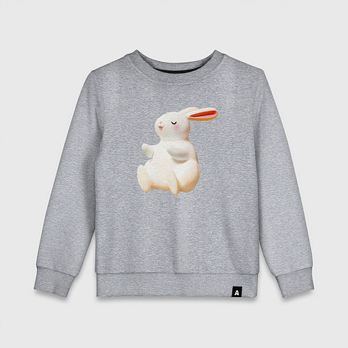 Детский свитшот Объемный белый заяц / Меланж – фото 1