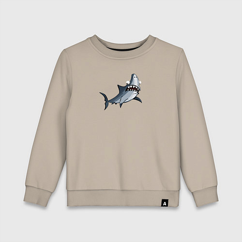 Детский свитшот Удивлённая акула / Миндальный – фото 1