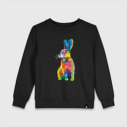 Свитшот хлопковый детский Кролик в стиле поп-арт, цвет: черный