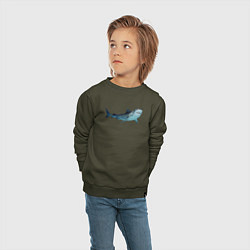 Свитшот хлопковый детский Realistic shark, цвет: хаки — фото 2
