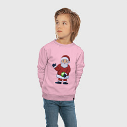 Свитшот хлопковый детский Дед Мороз с елочной игрушкой, цвет: светло-розовый — фото 2