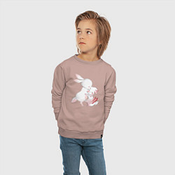 Свитшот хлопковый детский Зайчики обнимаются в танце, цвет: пыльно-розовый — фото 2