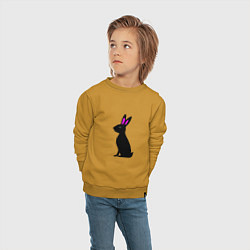 Свитшот хлопковый детский Черный кролик, цвет: горчичный — фото 2