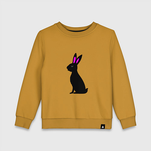 Детский свитшот Черный кролик / Горчичный – фото 1