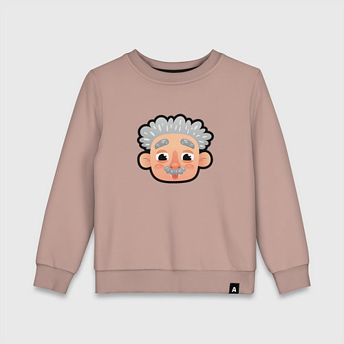 Детский свитшот Мультяшная голова Эйнштейна / Пыльно-розовый – фото 1