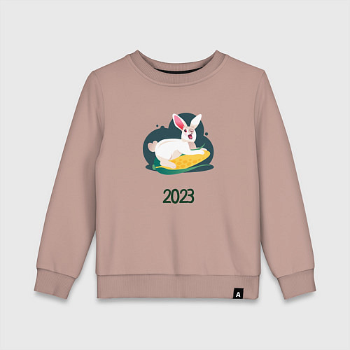 Детский свитшот Кролик 2023 / Пыльно-розовый – фото 1