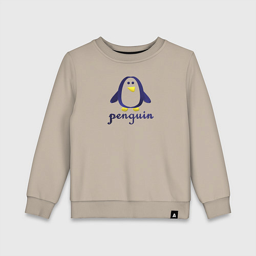 Детский свитшот Пингвин детский и надпись penguin / Миндальный – фото 1
