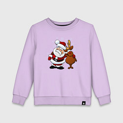 Свитшот хлопковый детский Санта и олень, цвет: лаванда