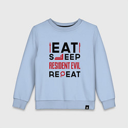 Свитшот хлопковый детский Надпись: eat sleep Resident Evil repeat, цвет: мягкое небо