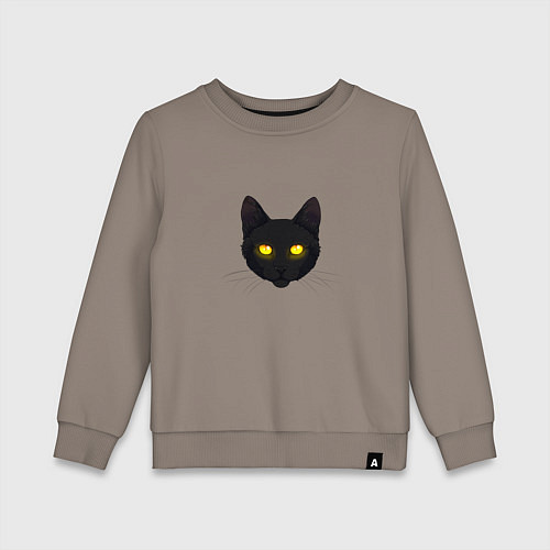 Детский свитшот Черный кот с сияющим взглядом / Утренний латте – фото 1