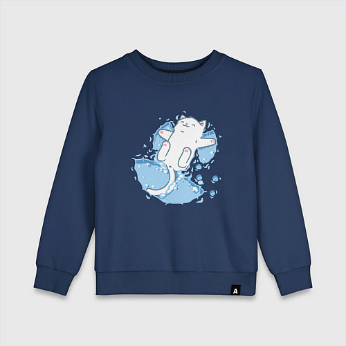 Детский свитшот Снежный котоик / Тёмно-синий – фото 1