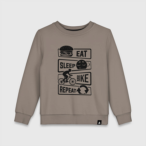 Детский свитшот Eat sleep bike repeat art / Утренний латте – фото 1