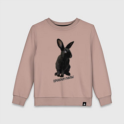 Детский свитшот Приношу счастье, черный кролик, символ 2023 года