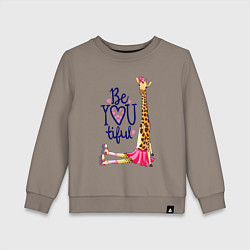 Свитшот хлопковый детский Прекрасная жирафа на роликах, цвет: утренний латте