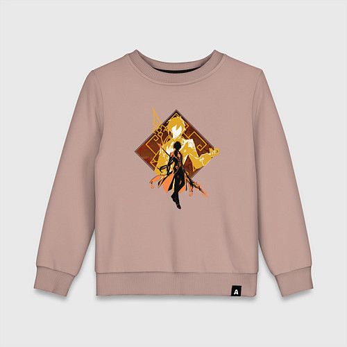 Детский свитшот Силуэт Чжун Ли / Пыльно-розовый – фото 1