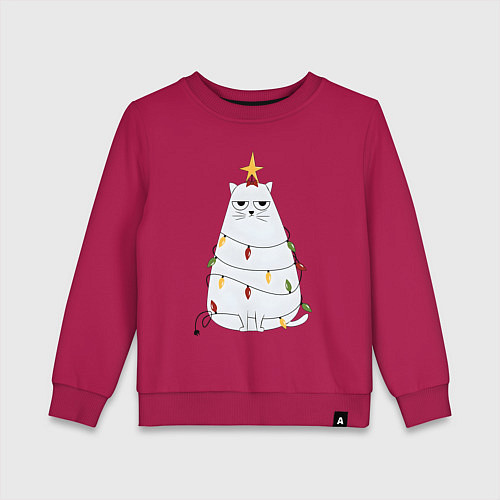 Детский свитшот Кот-ёлка / Маджента – фото 1