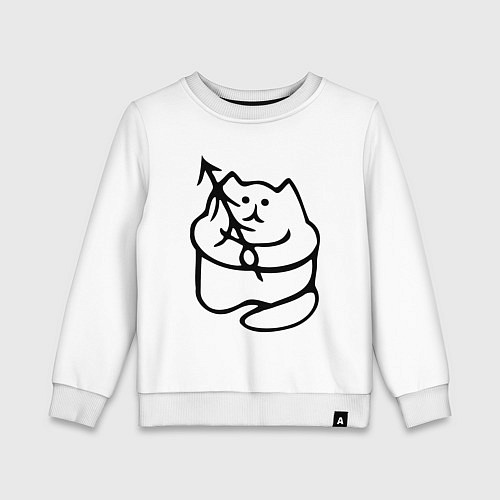 Детский свитшот Котик с елкой / Белый – фото 1