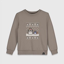 Свитшот хлопковый детский Новогодние тоторики - ugly sweater, цвет: утренний латте