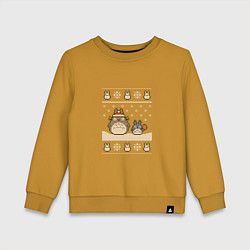 Свитшот хлопковый детский Новогодние тоторики - ugly sweater, цвет: горчичный
