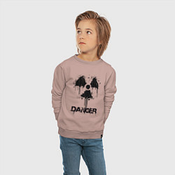 Свитшот хлопковый детский Danger radiation symbol, цвет: пыльно-розовый — фото 2