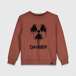 Свитшот хлопковый детский Danger radiation symbol, цвет: кирпичный
